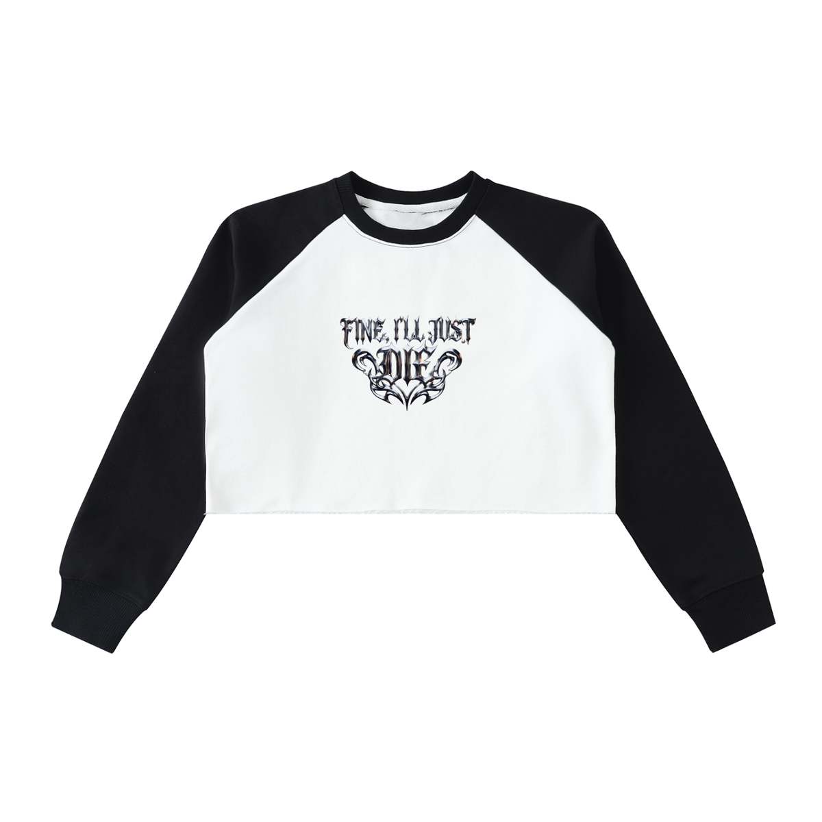 Raw-Hem Color-Block Raglan Crop Sweatshirt