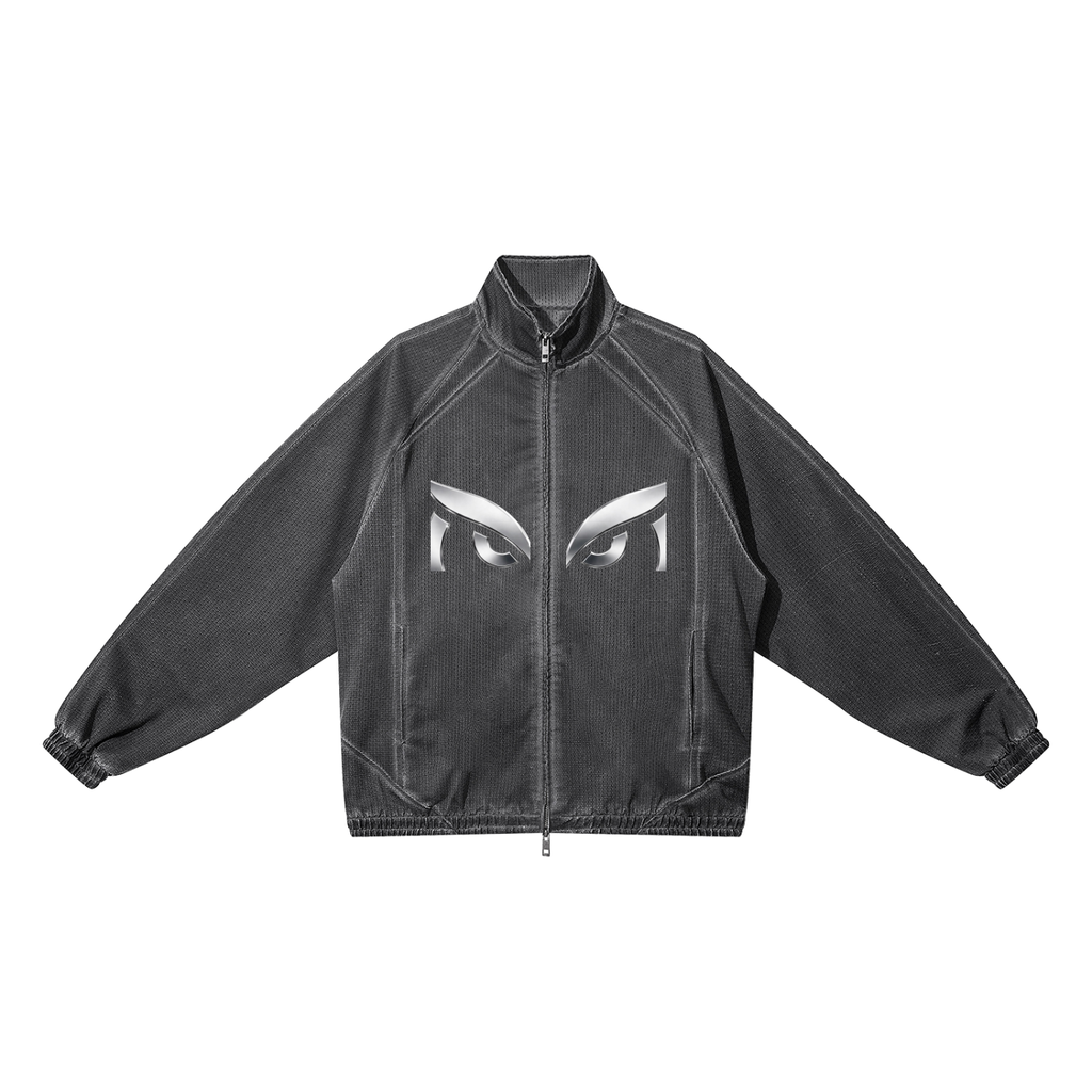 Unisex Vintage Wash Full Zip Mesh Jacket