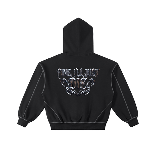 Contrast-Stitched Boxy Fleece Zip Hoodie