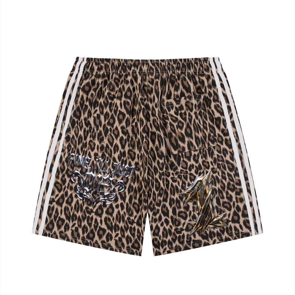 Unisex Heavyweight Leopard Drawstring Shorts