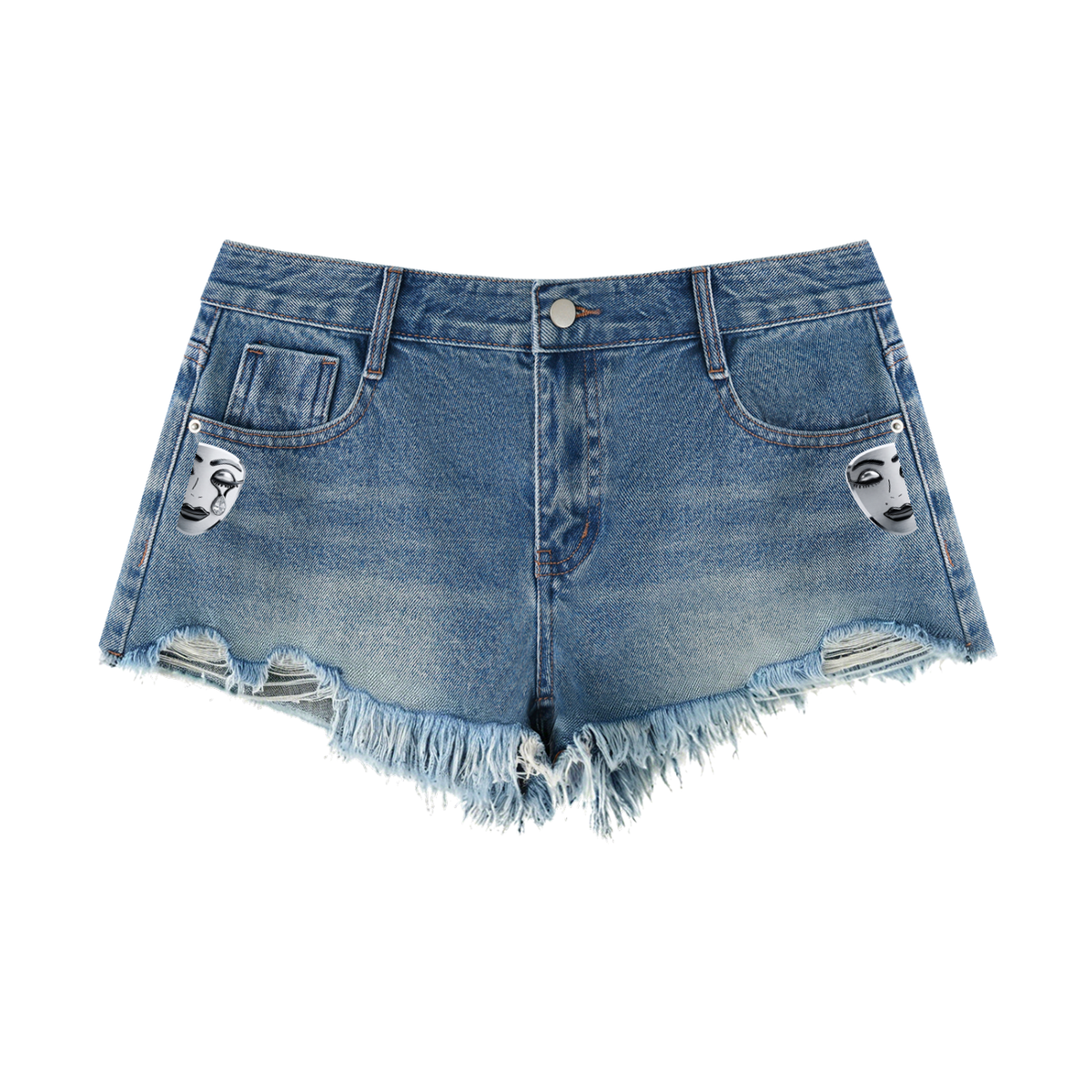 Women's Vintage Wash Raw Hem Denim Shorts