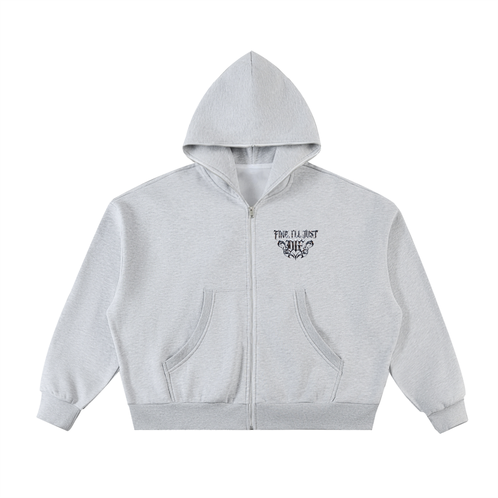 Fleeced Full-Zip Boxy Hoodie