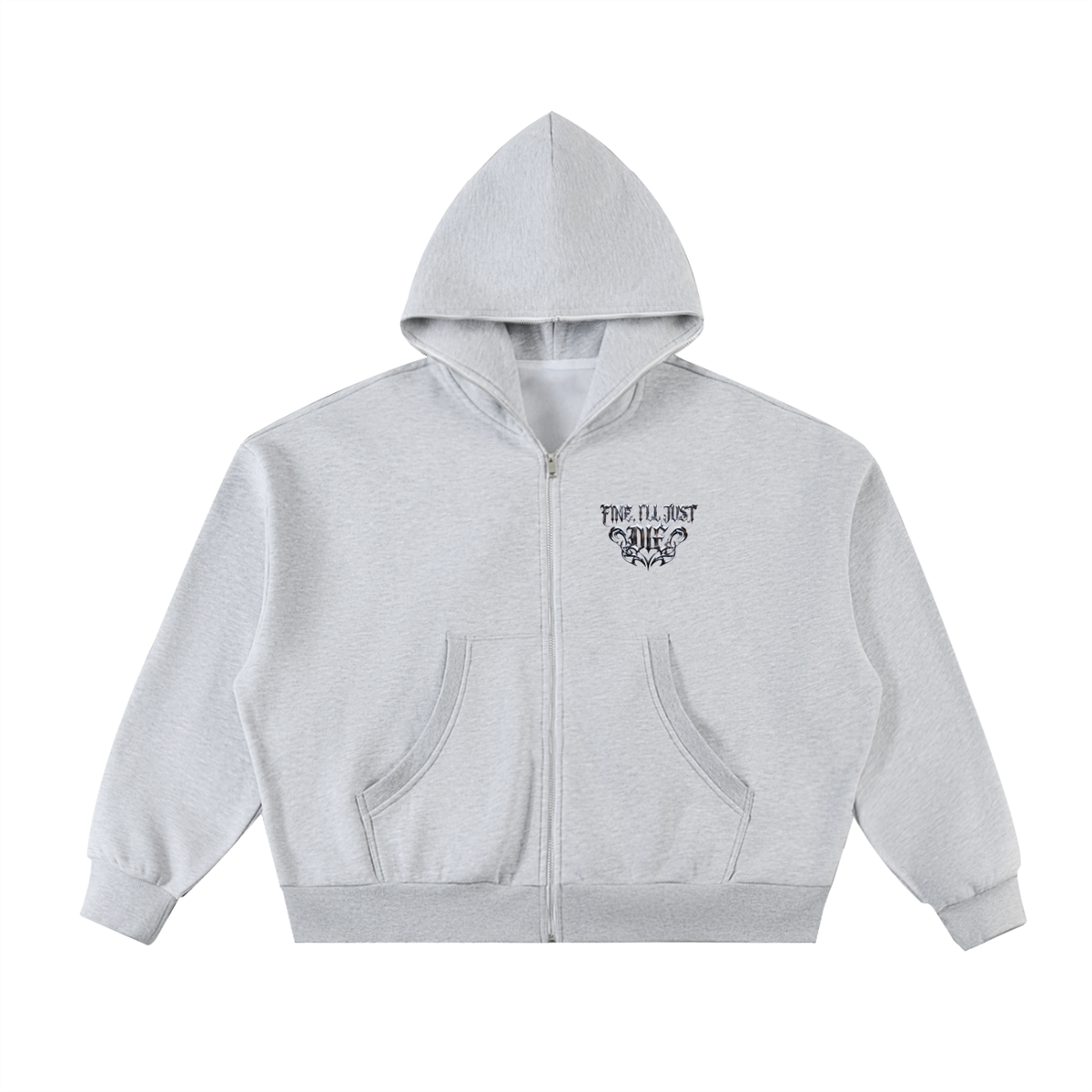 Fleeced Full-Zip Boxy Hoodie