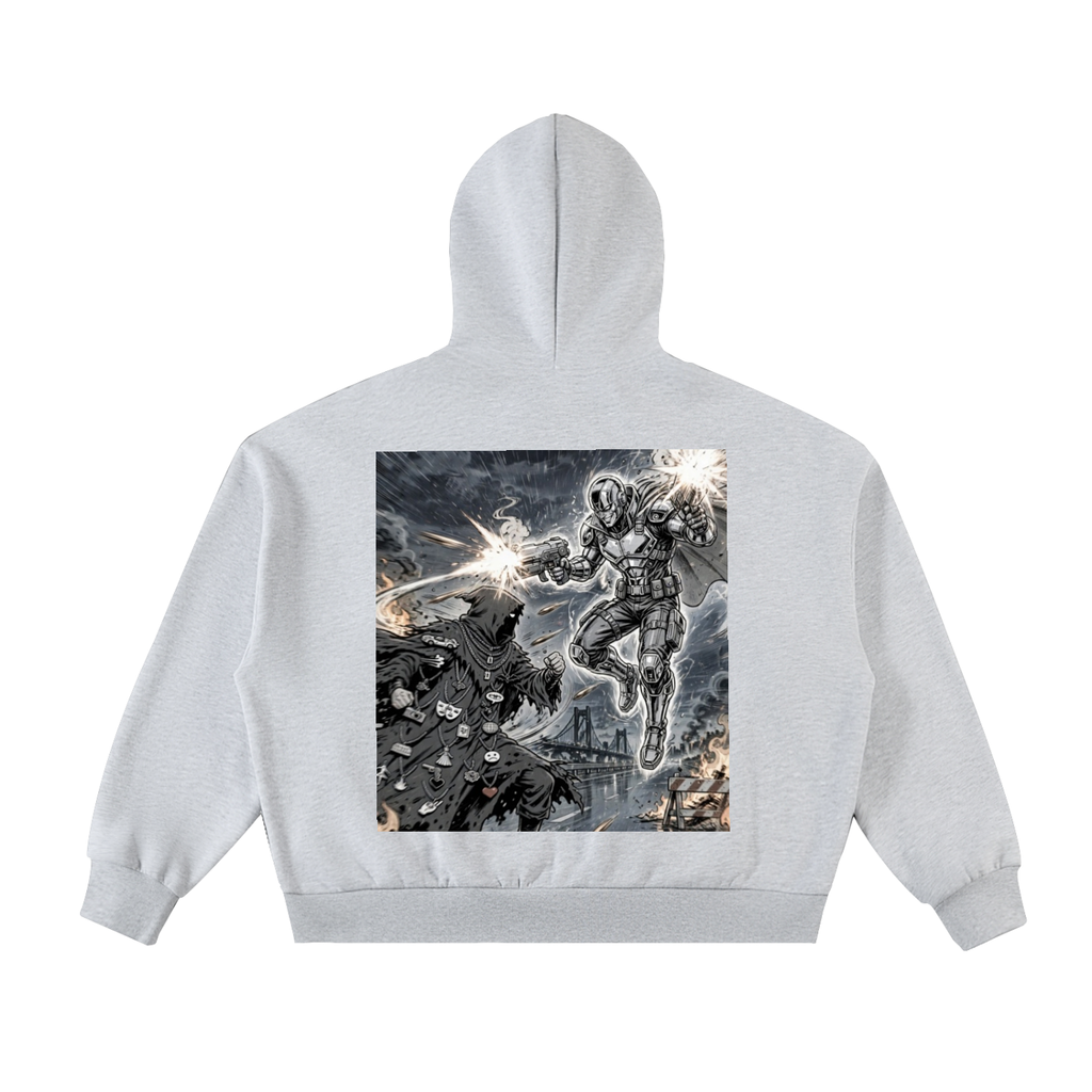 Fleeced Full-Zip Boxy Hoodie