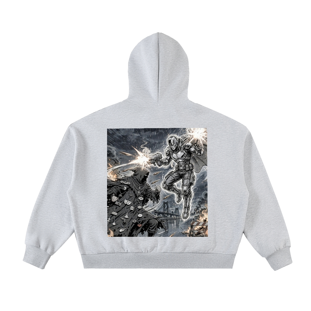 Fleeced Full-Zip Boxy Hoodie