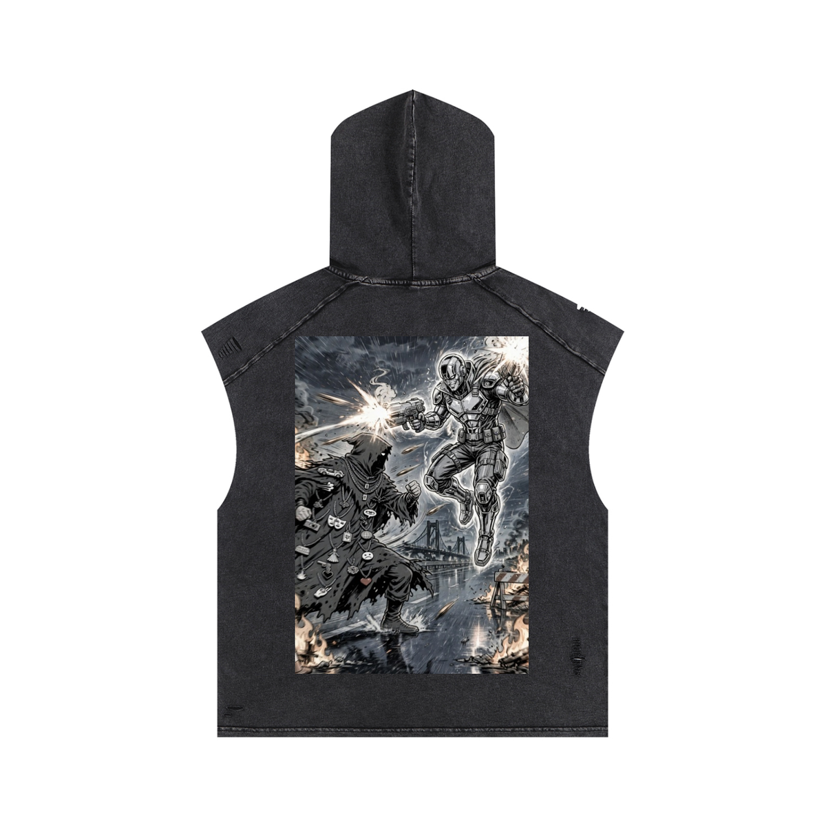 Snow Washed Boxy Hooded Tank Top