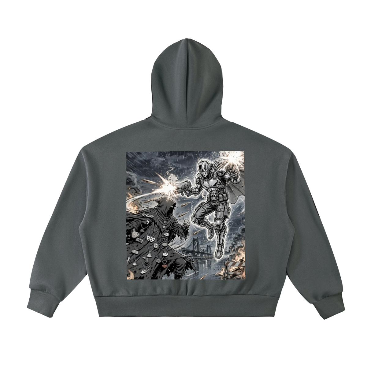 Fleeced Full-Zip Boxy Hoodie