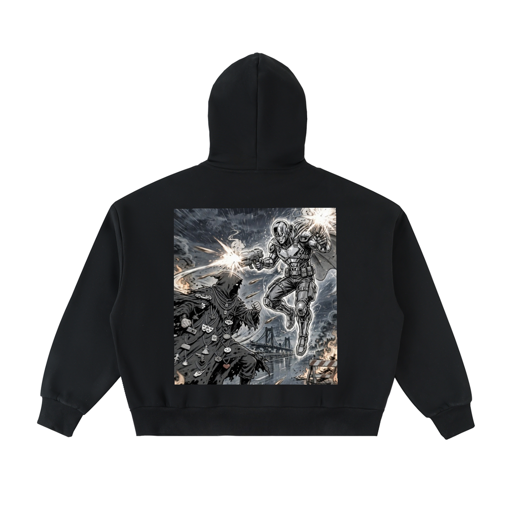 Fleeced Full-Zip Boxy Hoodie