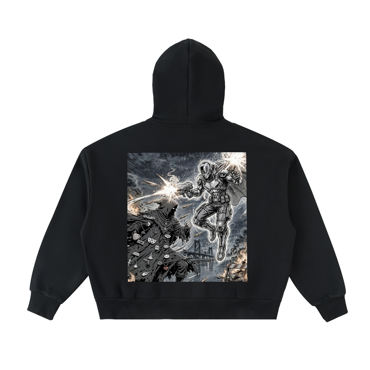 Fleeced Full-Zip Boxy Hoodie