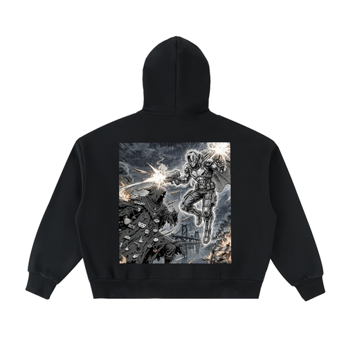 Fleeced Full-Zip Boxy Hoodie