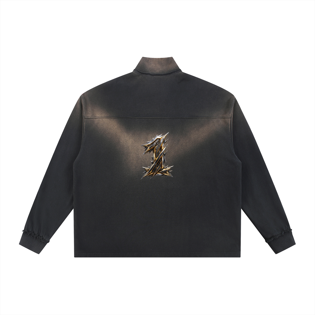 Sun Fade Raw Edge Quarter-Zip Sweatshirt